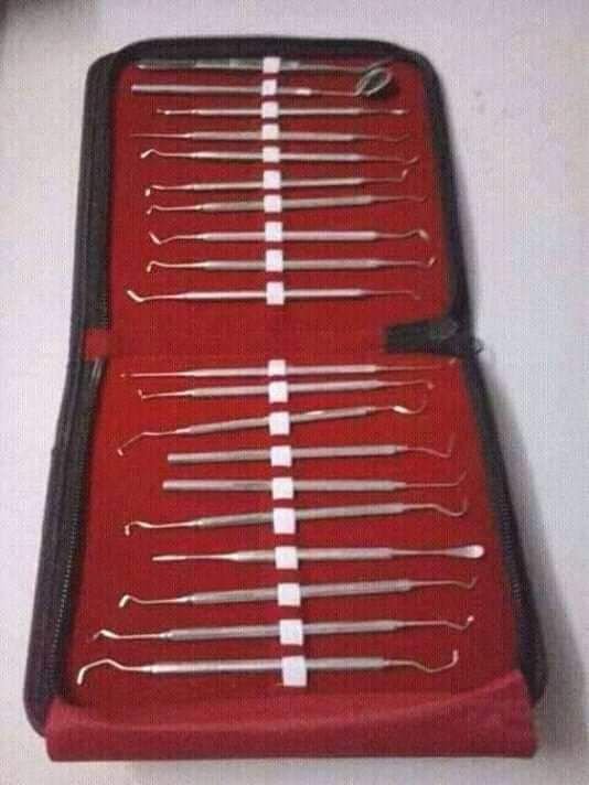 19-Piece Dental Clinical Instrument Kit with Red Pouch