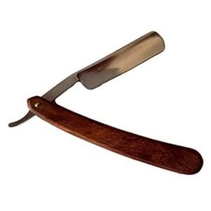6” straight razor with a wood handle